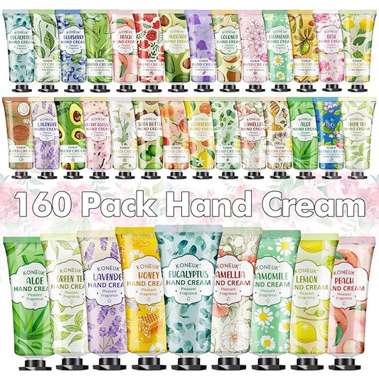 160 Pack Hand Cream Gifts Set, Christmas Gifts for Guests, Thank You Gifts, Bridesmaid Gifts, Birthday Gifts and Stocking Stuffers for Women, Bulk Hand Lotion Travel Size for Dry Cracked Hands