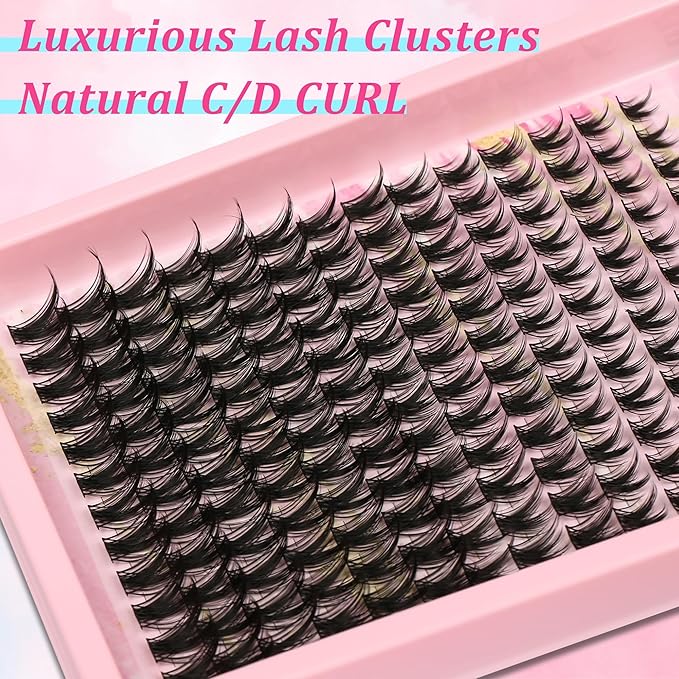 Gmagictobo Lash Clusters Kit Wispy Lash Clusters 168Pcs 8-16mm Volume Lashes Clusters C Curl Natural Individual Lashes Manga Lash Cluster Glue Lash Tweezers