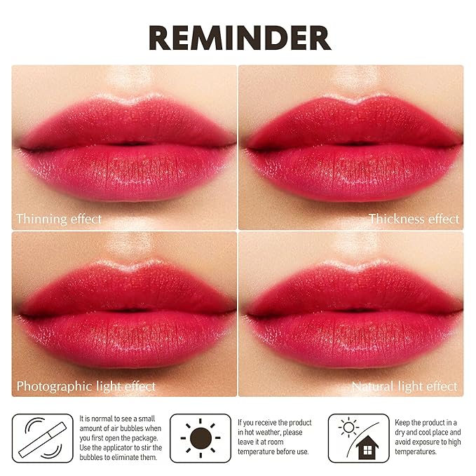 Nude Red Pink Lipstick Set for Women Shimmer Tinted Lip Balm Hydrating Moisturizing Lip Gloss Cruelty Free Lip Makeup, DM107/108/109