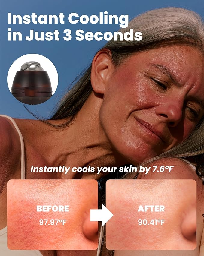 Ice Roll Serum - Cooling Serum with Face Massager Roller for Under Eye Bags, Puffiness, Dark Circles, Bakuchiol & Collagen for Wrinkles, Anti Aging, Firming - Korean Skin Care, 1.69 Fl Oz (50ml)