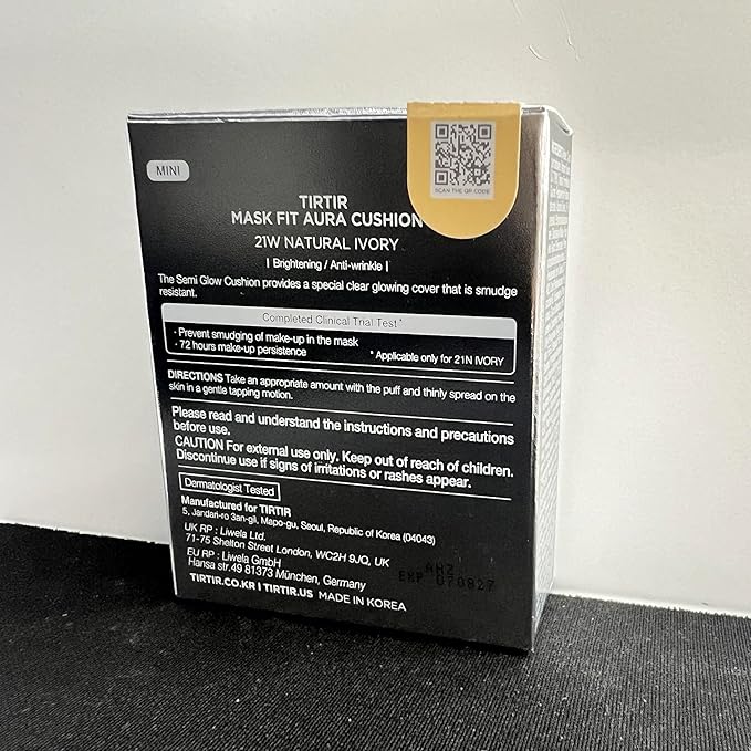 [*Mini Size*] TIRTIR Aura Glow Silver Cushion | Korean Cushion Foundation, (#21W Natural Ivory, 0.15 Fl Oz)