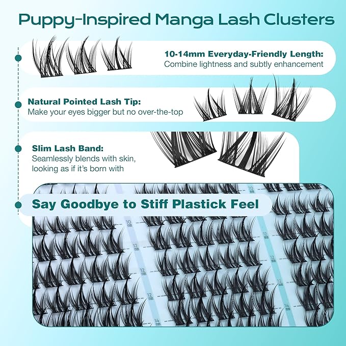 Manga Lash Clusters Wispy Cluster Eyelash Extensions Spiky Eyelashes Clusters Natural C-Curly Individual Lashes Clusters Anime Lash Extensions by ALPHONSE