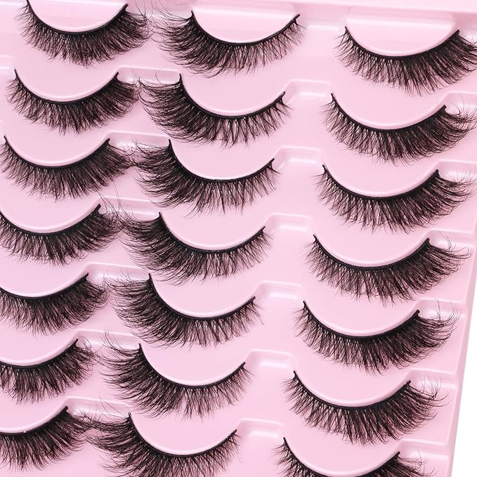 False Lashes Natural Look Faux Mink Eyelashes Wispy Fox Eye Lashes That Look Like Extensions 3D Mink Lashes Natural Strip Lashes Pack by Kiromiro 14 Pairs