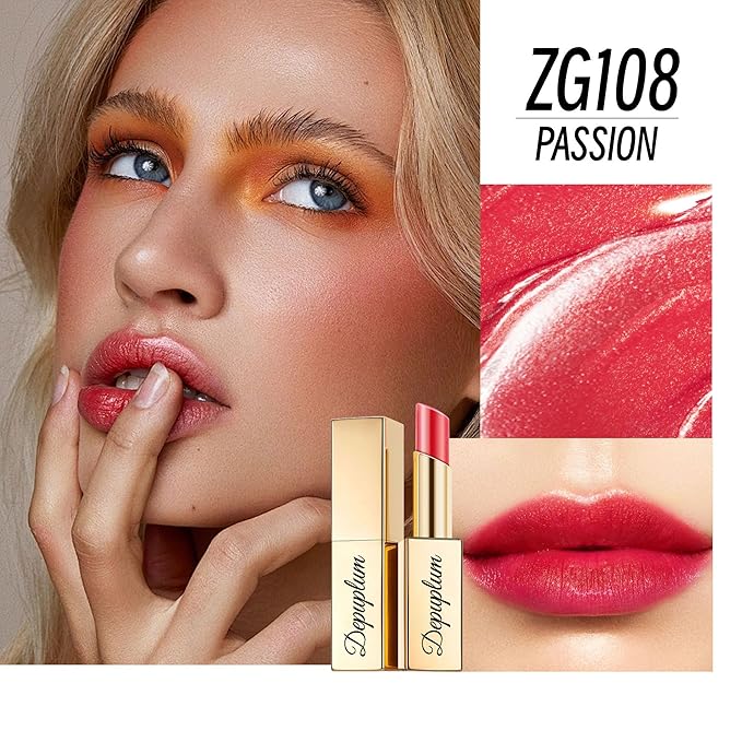 Red Lipstick Moisturizing for Women Shimmer Tinted Lip Balm Hydrate Nourish Raspberry Lip Gloss Vegan& Cruelty Free Lip Makeup, ZG108 Passion