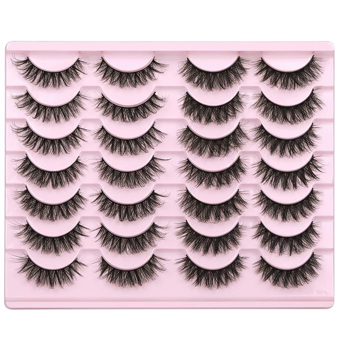 False Eyelashes Natural Look Faux Mink Lashes 12mm Short Wispy Lashes 5D Volume Strip Eye Lashes Pack by Kiromiro