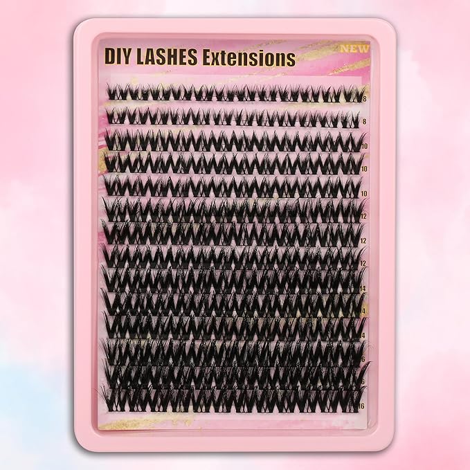 Gmagictobo Cluster Eyelash Extensions Wispy Lash Clusters Kit Volume Lash Extension Kit 168Pcs 8-16mm Individual Lashes Fairy Natural Lash Clusters Manga Lash Cluster Glue Lash Tweezers