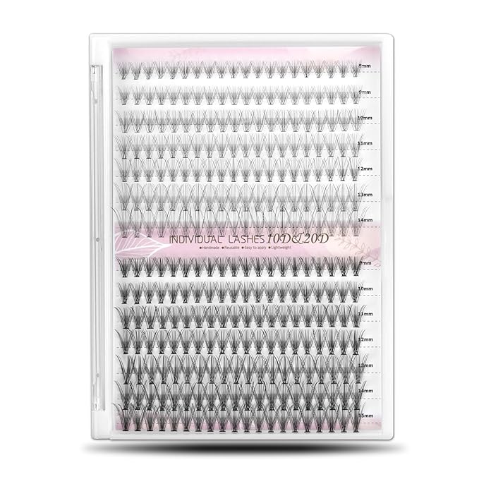 Individual Lashes, Lash Clusters, 280 Pcs 10D/20D Mixed Individual Lash Extensions, Natural Soft Lightweight Reusable DIY Eyelash Extensions, Thickness 0.07mm C Curl False Eyelashes