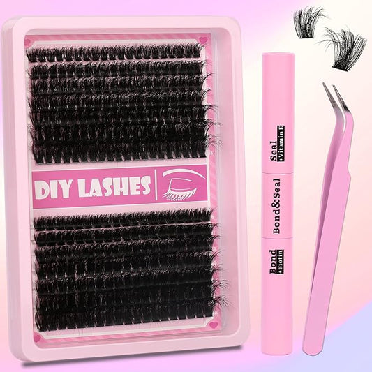 Gmagictobo Lash Clusters Kit Wispy Lash Clusters Thick Volume Lashes Clusters Thin Band 280Pcs Cluster Eyelash Extensions Lash Glue and Lash Tweezers