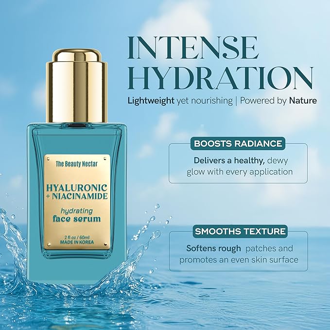 Hyaluronic Acid & Niacinamide Face Serum – Deep Hydration, Skin Barrier Repair, Tone Correcting – Dermatologist Tested, Anti-Aging, Korean Skin Care – Clean Vegan Formula – 2 Fl Oz