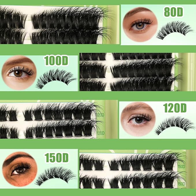 Gmagictobo Cat Eye Wispy Lash Clusters Kit 420Pcs DIY Individual Lashes Clusters Lash Bond and Seal Lash Tweezers