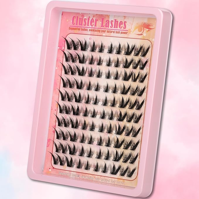 Gmagictobo Lash Clusters Lash Clusters Kit Manga Eyelash Clusters Spiky Clear Band Fairy Lashes Clusters Wet-Look C Curl Individual Anime Lashes Pack Lash Glue Lash Tweezers