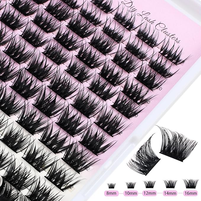 Lash Clusters Wispy Eyelash Clusters 112pcs Cluster Eyelash Extensions D Curl Natural Individual Lashes 8-16mm Mix Length Natural Look Lashes Clusters (Z14-0.07D-8-16)