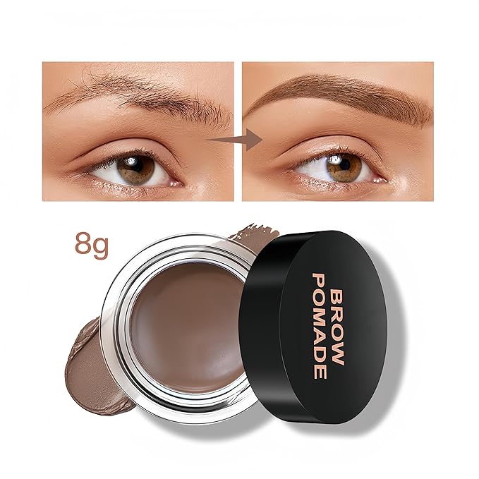 MAEPEOR Eyebrow Pomade 6 Colors Matte Smooth Full-pigmented Brow Pomade Long Lasting Waterproof Natural Brow Gel for All Skin Types and Tones (Matte, 02 Medium Brown)