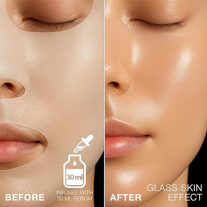 STARSKIN After Party 1x40g, Bio-Cellulose Brightening Face Mask for all Skin Types, Korean Skincare Mask infused with Vitamin C Serum and Niacinamide, Energizing and Soothing, K Beauty Skincare