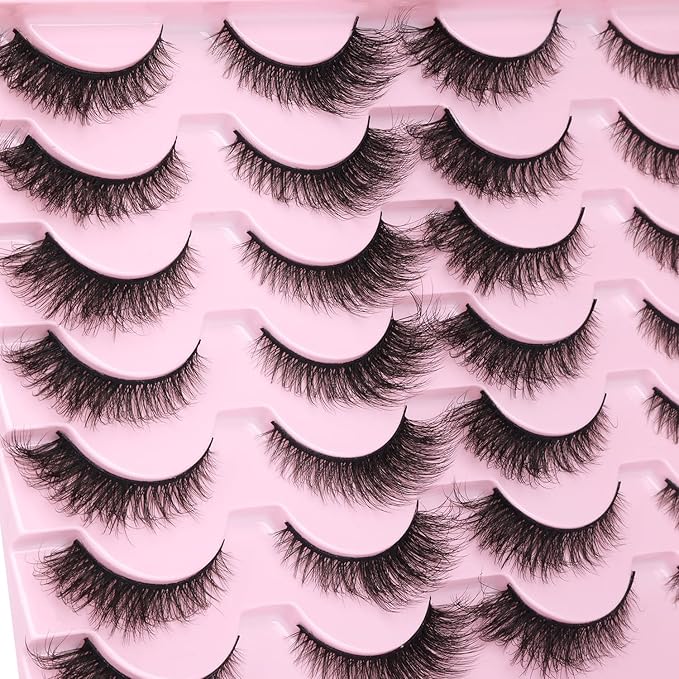 False Lashes Natural Look Faux Mink Eyelashes Wispy Fox Eye Lashes That Look Like Extensions 3D Mink Lashes Natural Strip Lashes Pack by Kiromiro 14 Pairs