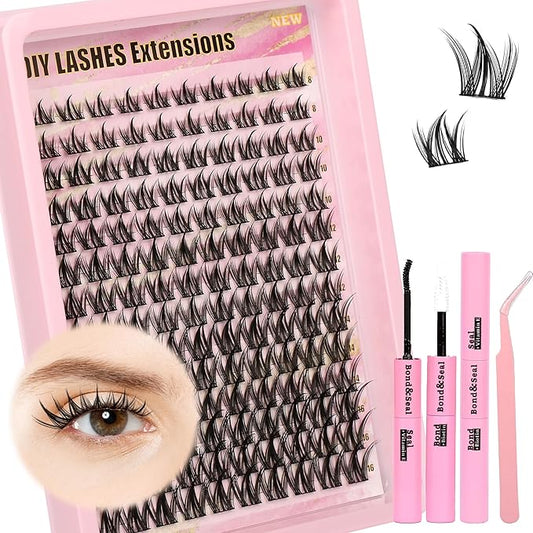 Gmagictobo Lash Clusters Manga Lash Clusters Kit Wispy Lash Extension Kit Natural Fairy Eyelash Clusters Spiky Lash Cluster Glue Lash Tweezers