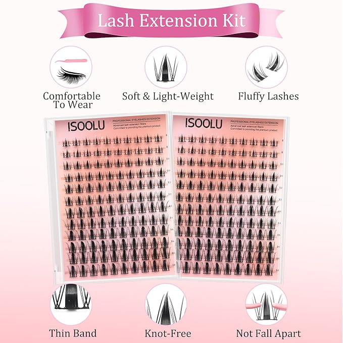 Fairy Lash Clusters Manga Individual Lashes C Curl Wispy Eyelash Clusters WideSpan Eyelash Extension Kit with Lash Bond and Seal Wet-Look Spiky Cluster Lashes (Fairy Kit)
