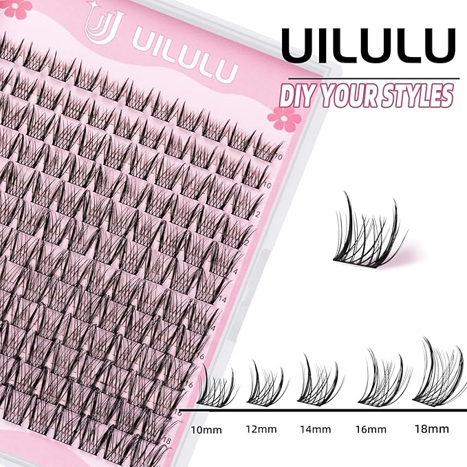 Lash Clusters D Curl Wispy Clusters Lashes 0.07D 10-18 MIX 132 Eyelashes Individual Lashes DIY Lash Extensions at Home False Lashes Wide Band Natural Eye Lash Clusters U09 Lash