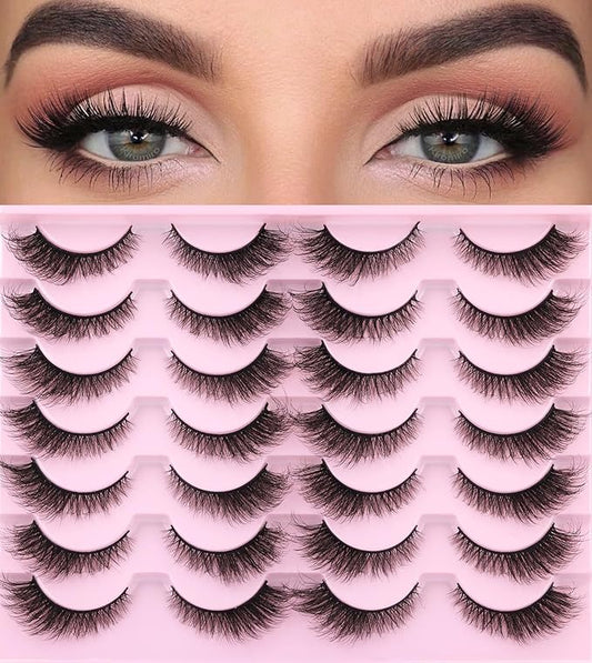 False Lashes Natural Look Faux Mink Eyelashes Wispy Fox Eye Lashes That Look Like Extensions 3D Mink Lashes Natural Strip Lashes Pack by Kiromiro 14 Pairs