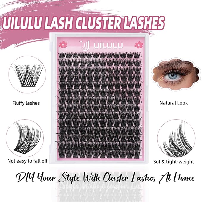 Lash Clusters D Curl Individual Lashes 0.07D 8-18 MIX 168 Eyelashes Clusters Lashes DIY Lash Extensions at Home False Lashes Wide Band Wispy Eye Lash Clusters(U04, 8-18mix)