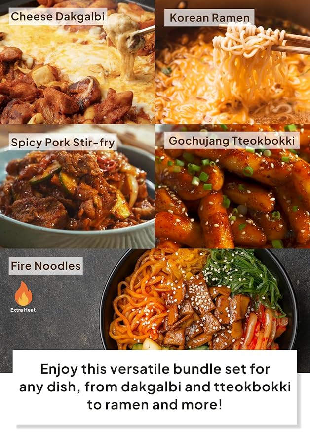 Korean Food 100% Korean Chili Powder Bundle – Fine (3.53oz / 100g) & Coarse (3.53oz / 100g) Red Pepper Powder for Soups, Stir-fry & Kimchi