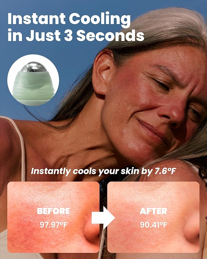 Ice Roll Serum - Cooling Serum with Face Massager Roller for Under Eye Bags, Puffiness, Dark Circles, Hydrating & Pore Minimizing with Panthenol, Tannin - Korean Skin Care, 1.69 Fl Oz (50ml)