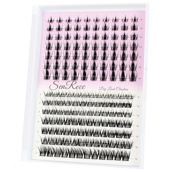Lash Clusters Wispy Individual Lashes DIY Eyelash Extension 8-14mm Cluster Lashes D Curl Natural Look Mixed Tray Individual Lash Extensions (QF/D04-0.07D-8-14)