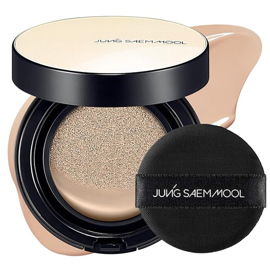JUNG SAEM MOOL Essential Skin Nuder Cushion 22N Peach Light 0.49 Fl Oz, No Refill, Natural Radiant Finish Cushion Foundation with Buildable Coverage, Lightweight Texture, Korean Foundation Makeup