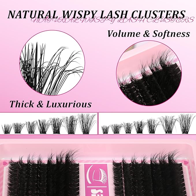 Gmagictobo Lash Clusters C Curl Lash Clusters Kit Lashes Clusters 280 Pcs Individual Eyelash Clusters DIY Lash Extension Kit for Self Application (9-18MM) Mix Lash Glue and Tweezers