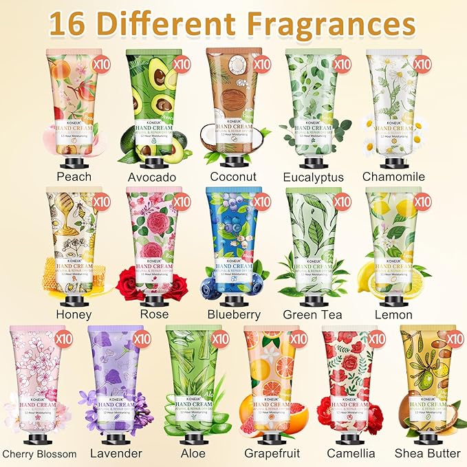 160 Pack Hand Cream Gifts Set, Christmas Gifts for Guests, Thank You Gifts, Bridesmaid Gifts, Birthday Gifts and Stocking Stuffers for Women, Bulk Hand Lotion Travel Size for Dry Cracked Hands