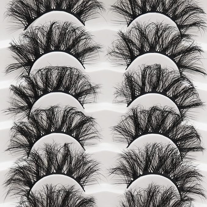 Veleasha False Eyelashes Wispy Faux Mink Lashes Fluffy Handmade Fake Eyelashes Natural Look 7 Pairs Pack Luxury Cat Eye Lashes (802)