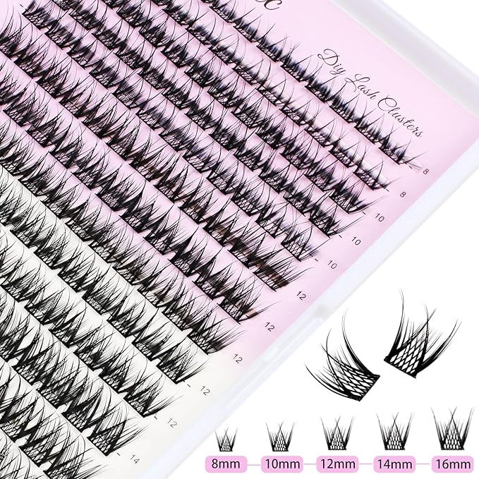 Lash Clusters Wispy Individual Lashes C Curl 8-16MIX Cluster Lashes Volume Wispy DIY Lash Extension Soft Comfortable Easy DIY at Home (D04-0.07C-8-16)