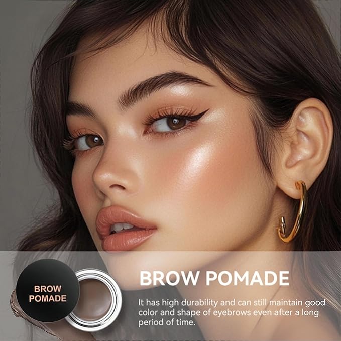 MAEPEOR Eyebrow Pomade 6 Colors Matte Smooth Full-pigmented Brow Pomade Long Lasting Waterproof Natural Brow Gel for All Skin Types and Tones (Matte, 02 Medium Brown)