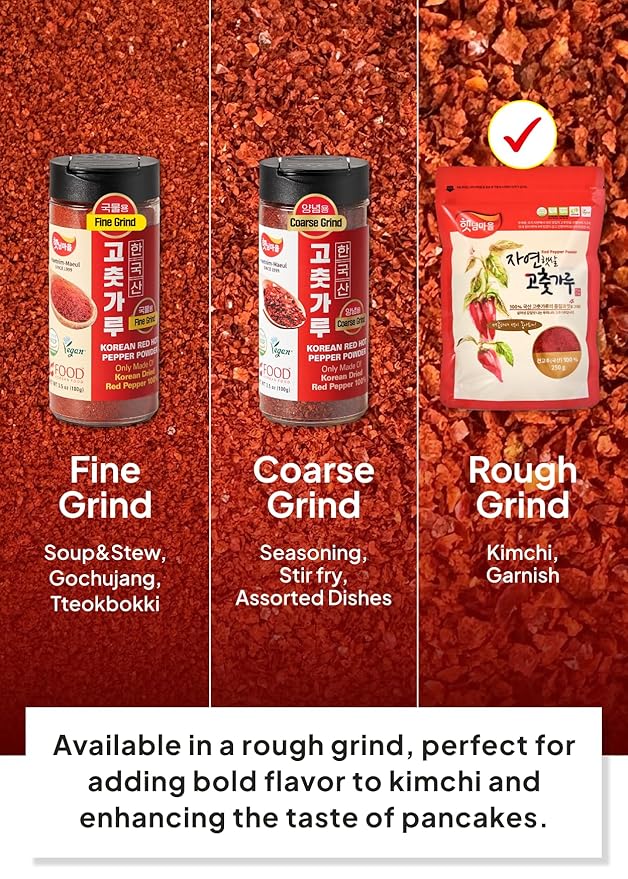 Korean Food Haetnim Maeul 100% Korean Red Chili Powder, Gochugaru Great for Kimchi 8.8oz(250g) Vegan, NO MSG, 고추가루, 한국산