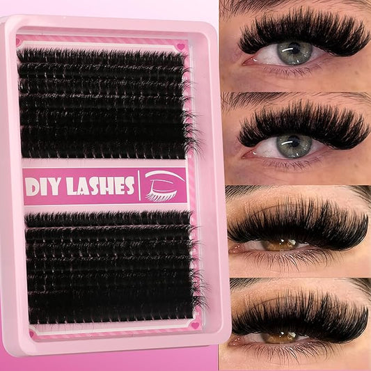 Gmagictobo Lash Clusters C Curl Lash Clusters Kit Lashes Clusters 280 Pcs Individual Eyelash Clusters DIY Lash Extension Kit for Self Application (9-18MM) Mix Lash Glue and Tweezers