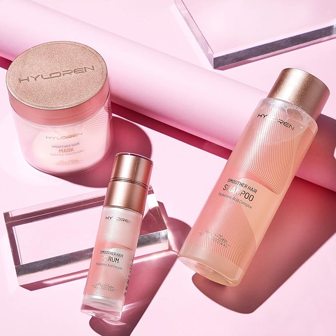 HYLOREN Smoother Hair Shampoo with Hyaluronic Acid for hair, All Hair Types, Color & Chemically Treated Hair, SLS/SLES Free, Hydrating Shampoo, Smoothing Anti Frizz Shampoo 500ml