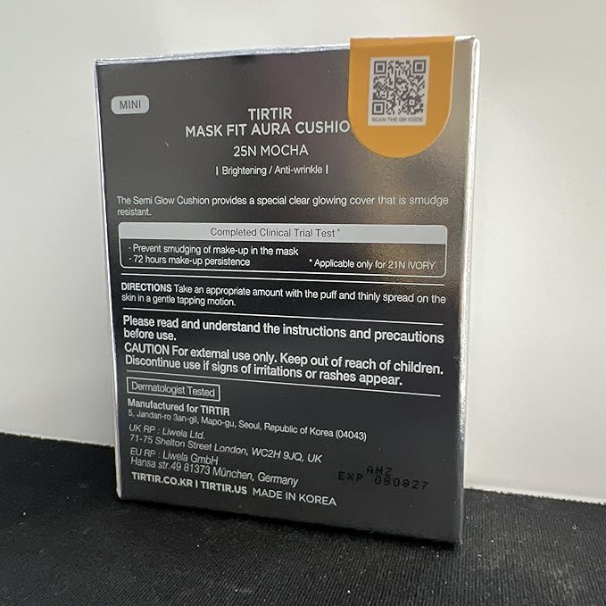 [*Mini Size*] TIRTIR Aura Glow Silver Cushion | Korean Cushion Foundation, (#25N Mocha, 0.15 Fl Oz)
