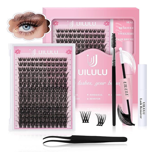 Lash Clusters kit 8-18mm DIY Eyelash Extension Kit 168 Natural Lash Clusters 0.07D D Curl Wispy Individual Eyelash Clusters False Lashes Eye Lash Extension Lash Kits