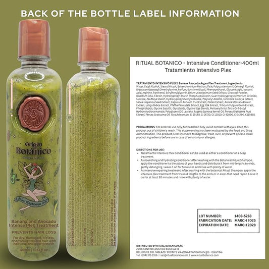 Aftercare for Ritual Botánico Keratina Orgánica | Treatment to Straighten, Repair and Relax Hair | Natural, Organic & Vegan | Product of Colombia | Tratamiento Plex, 400 ml/13.52 Fl Oz (2 Count)
