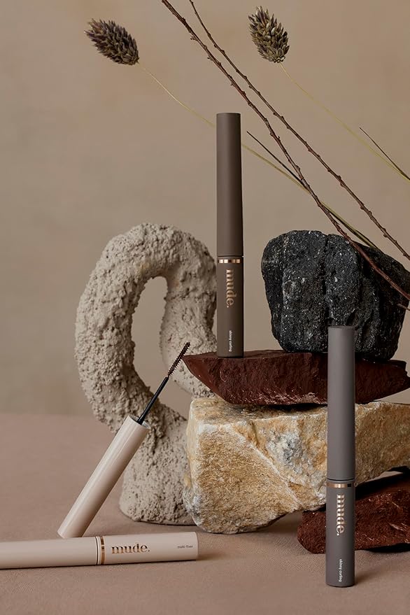 mude Inspire Skinny Curling & Multi-Fixer Volumizing Curling Mascara for Dramatic Lashes Smudge-Proof Water-Proof Stays on All Day (04 Ash Brown)