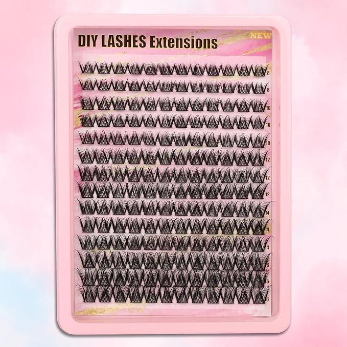 Gmagictobo Wispy Lash Clusters Kit Fairy Lashes Clusters 168Pcs 8-16mm Natural Lash Clusters Volume Lash Extension Kit Individual Lashes Lash Cluster Glue Lash Tweezers