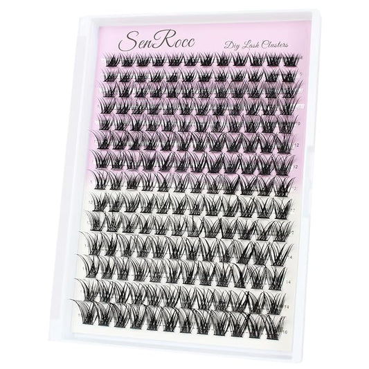 Natural Lash Clusters Wispy Eyelash Clusters 168pcs Cluster Eyelash Extensions D Curl Individual Lashes 8-16mm Mix Length Natural Look Lashes Clusters (Z03-0.07D-8-16)
