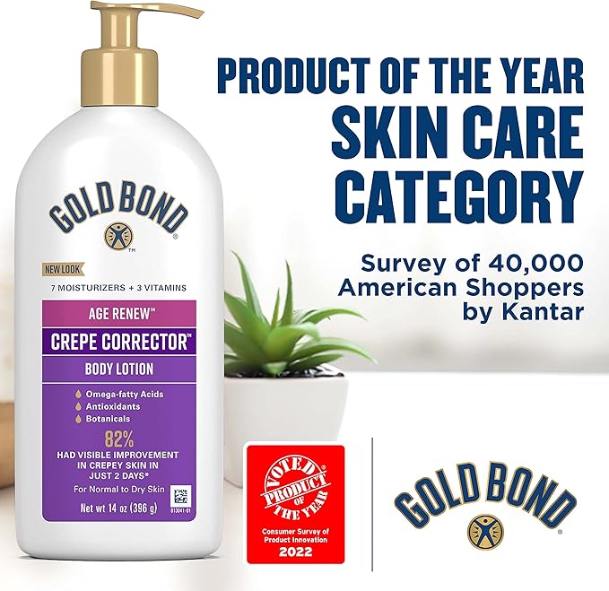 Gold Bond Age Renew 14 oz Crepe Corrector Body Lotion & 3 oz Hand Cream Bundle, Replenishing & Smoothing Formulas