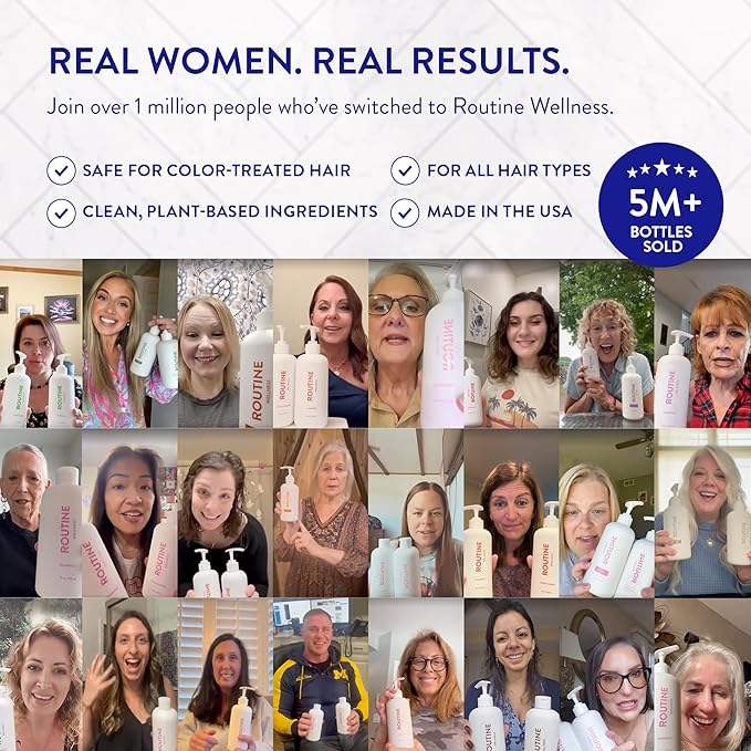 Routine Wellness Anti-Thinning Shampoo for Thinning Hair - Biotin DHT Blocker Women & Men - Color Safe Shampoo for Hair Loss & Healthy Hair - Lavender & Cedar 14oz (Pack of 2)