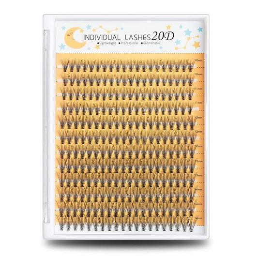 20D Lash Clusters, Individual Lashes, 240 Pcs Individual Lash Extensions, Volume Soft Lightweight Thickness 0.07mm C Curl False Eyelashes 10/11/12/13/14mm (10-14mm, Mixed）