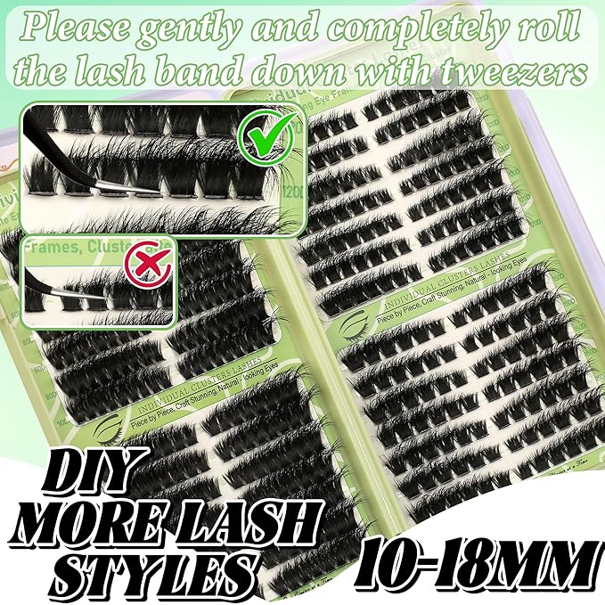 Gmagictobo Cat Eye Wispy Lash Clusters Kit 420Pcs DIY Individual Lashes Clusters Lash Bond and Seal Lash Tweezers