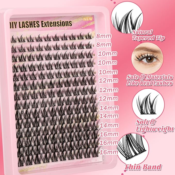Gmagictobo Lash Clusters Manga Lash Clusters Kit Wispy Lash Extension Kit Natural Fairy Eyelash Clusters Spiky Lash Cluster Glue Lash Tweezers