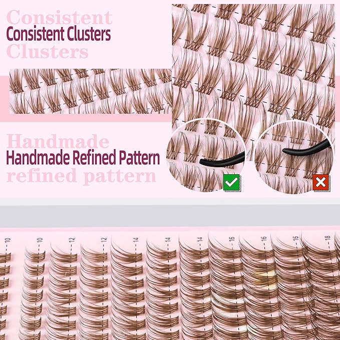 Brown Lash Clusters 10-18mm Wispy Lash Clusters DIY Eyelash Extensions Individual Cluster Lashes (U19 Lashes Only)
