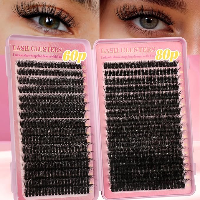 Gmagictobo Volume Lash Extension Kit Thick Cluster Eyelash Extensions 10-18MM Lash Clusters 640Pcs Individual Lash Extensions DIY Lashes Clusters with Lash Bond and Seal Lash Tweezers