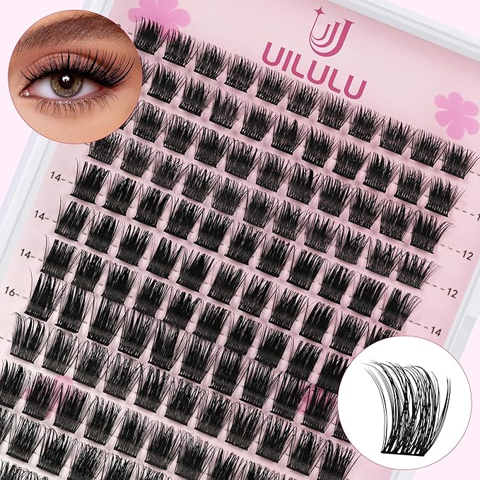 Lash Clusters 10-18mm Natural Lashes Clusters D Curl False Eyelash Clusters DIY Eyelash Extensions Individual Cluster Lashes (U08 Lashes Only)